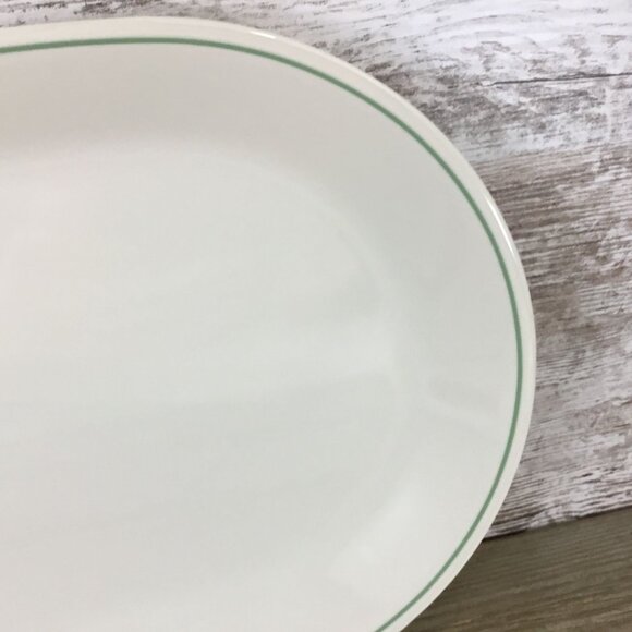 Corelle Summer Blossom 12 1/4" Serving Platter Beige With Green Trim - Picture 3 of 7